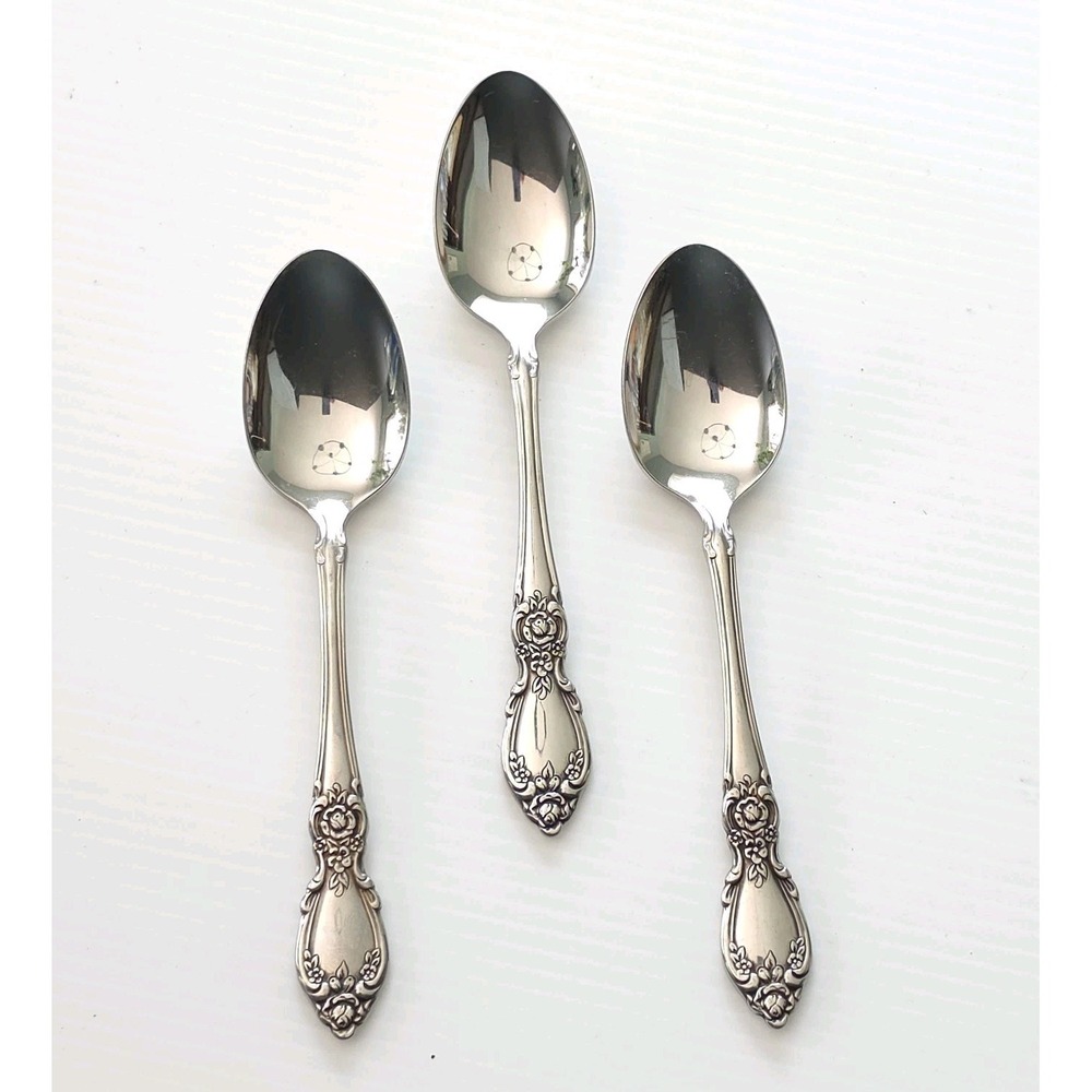 Set of 3 Oneida Oval Soup Spoons Plantation 7 inch Stainless Flatware Community